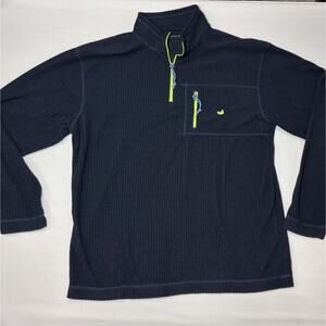Southern Marsh Mens Fieldtec Waffle Knit Pullover Size L Blue 1/4 Zip
